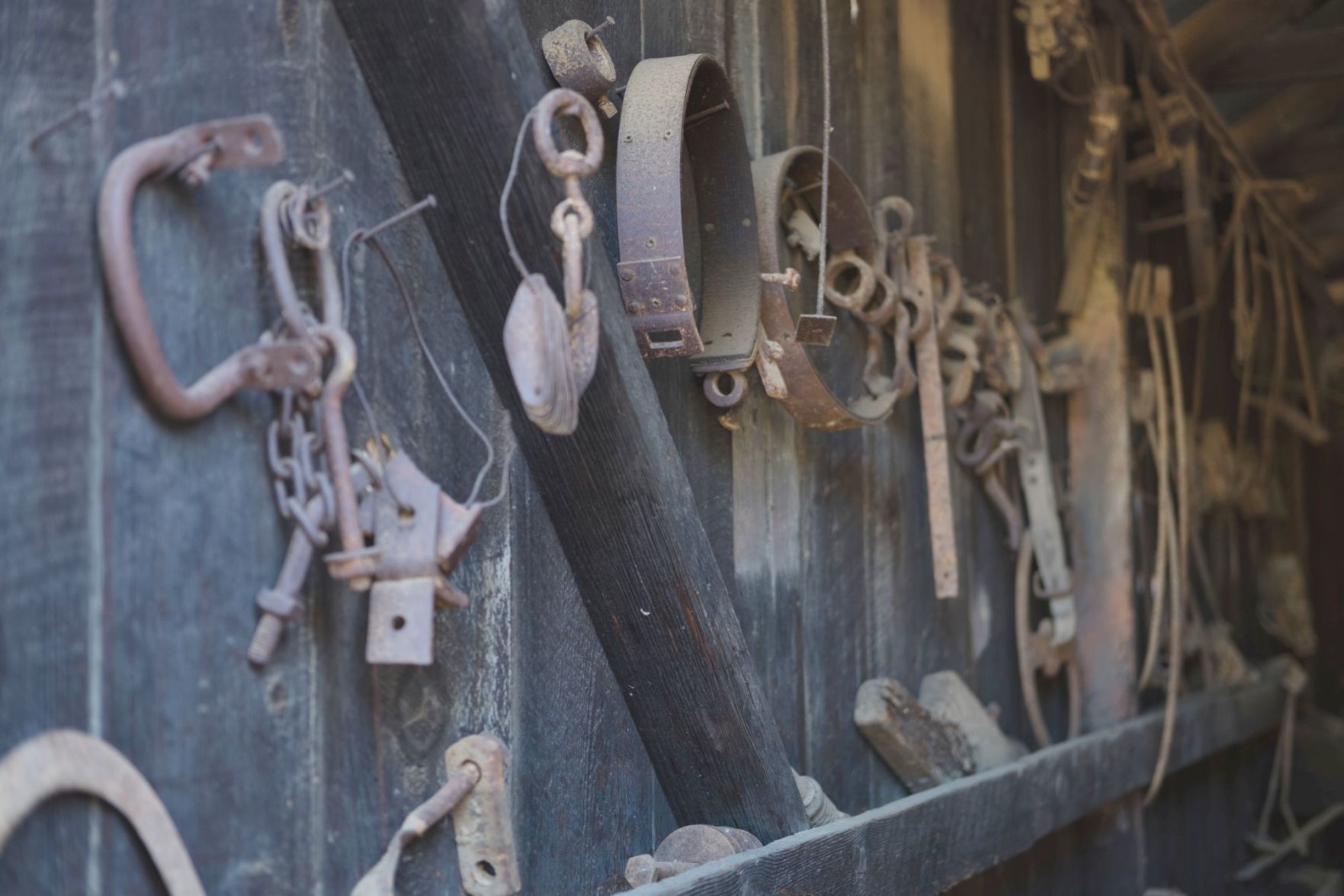Wall of Ed Haus' blacksmith shop